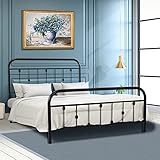 Metal Bed Frame Full Size with Vintage Headboard and Footboard, Noillats Sturdy Premium Steel Slat...