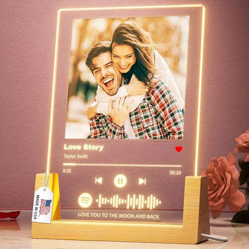 Bemaystar Custom Spotify Plaque - Music Spotify Song Plaque, Spotify Decorative Plaque Personalized Gifts for Boyfriend Girlfriend, Customized Valentines Day Gifts for Him Women
