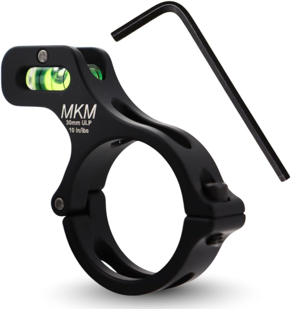 MK Machining Billet Scope Level Kit for 30mm and 34mm Tubes, Ultra-Low-Profile Anti-Cant Bubble Level, Hinged One-Bolt Clamp for Easy Installation, 6061 Aluminum, 7/64 in Allen Wrench Included
