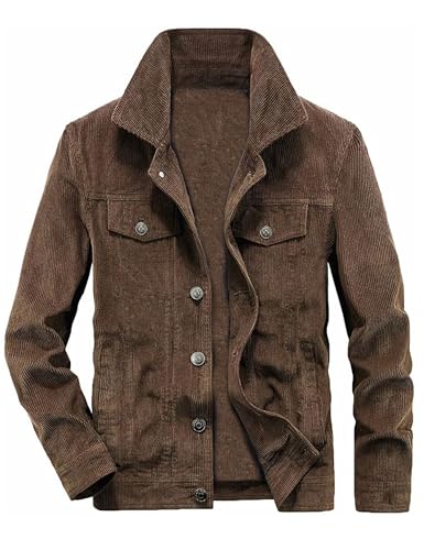 Mens Lightweight Corduroy Shirts Jacket Long Sleeve Lapel Button Tops Fall Clothing2