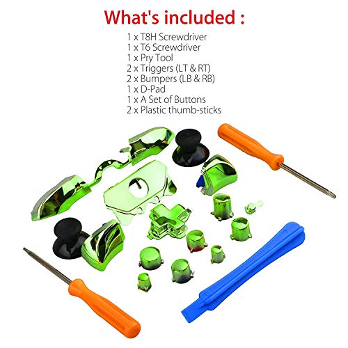 Image of Replacement Parts Repair Full Set ABXY Dpad Triggers Buttons Kits Controller Mod L1 R1 L2 R2 for XboxOne Elite (Green)
