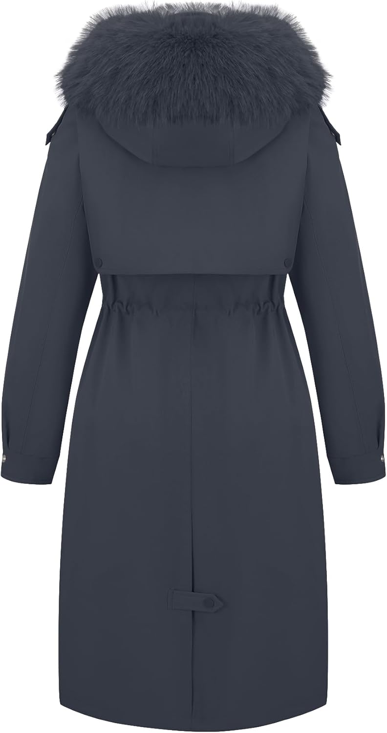 Bellivera Women's Plus Size Parka Jacket Long Winter Warm Hooded Zipper Coat - Image 3