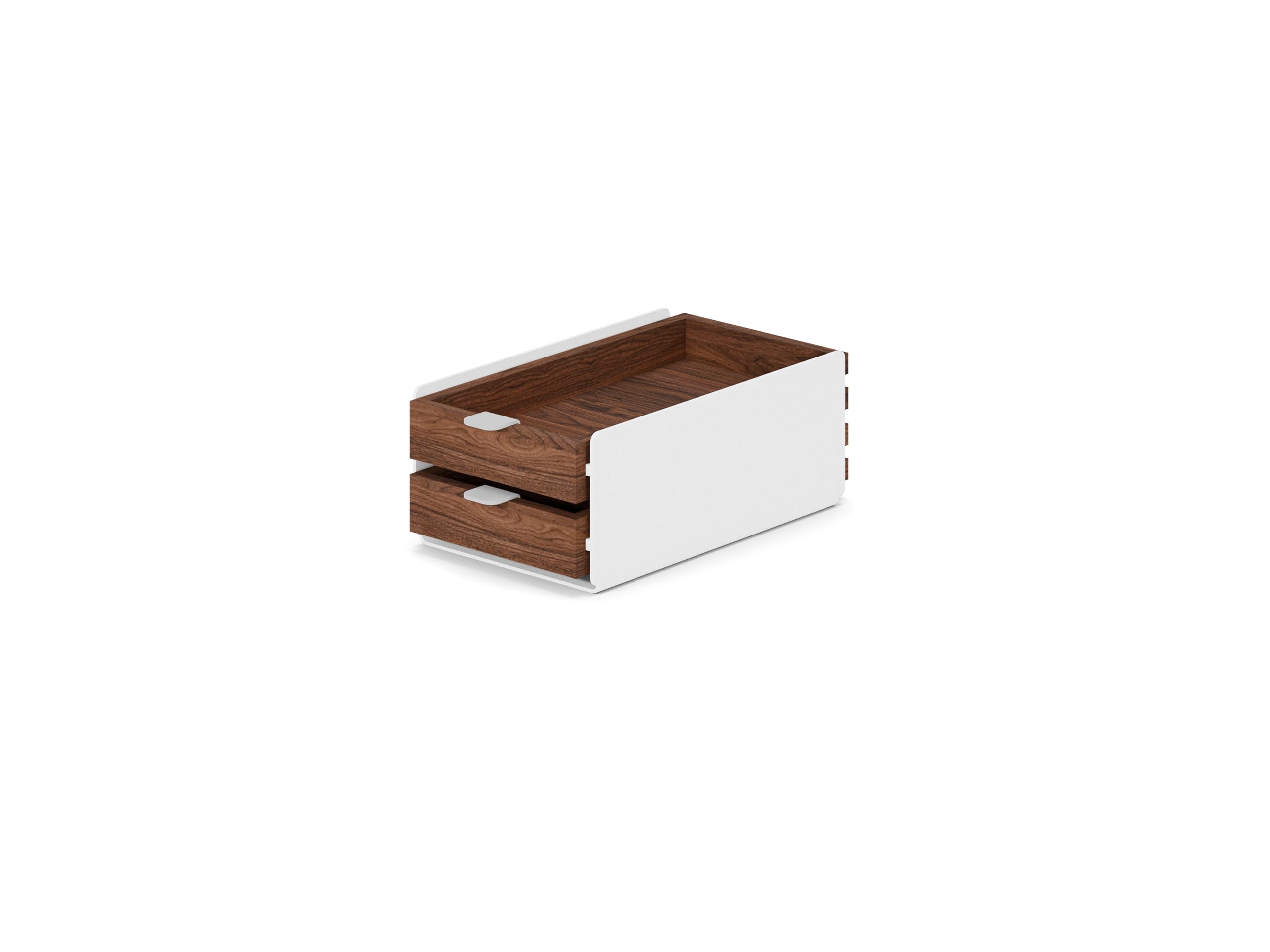 Oakywood Piccolo Cassetto Modulare - Organizzatore per Scrivania in Legno Massiccio con Cassetti - Conservazione Compatta di Documenti e Materiali - per l'Ufficio - Noce Bianca - Duello