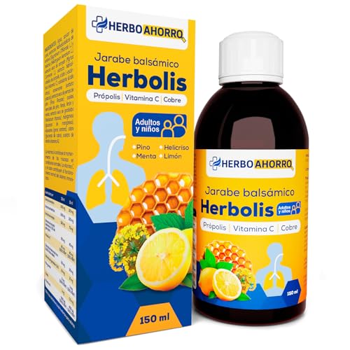 Herbolis Jarabe Balsámico 150 ml HerboAhorro – Con Própolis, Yemas de Pino, Erísimo, Vitamina C y Cobre – Apoya el Bienestar Respiratorio y de la Garganta – Para Adultos y Niños