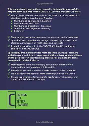 TABE 11 & 12 Student Math Manual and Practice Tests for Level E: Preparing Adult Learners to Ace TABE 11 & 12 Math Test Level E (TABE 11 &12 Math Student Textbooks) - Image 2
