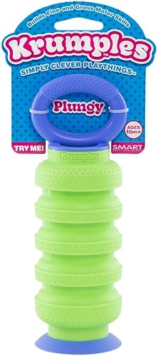 Miniatura 23 de KRUMPLES Plungy - Juguete sensorial de succión verde azulado para edades de 10 meses Fidget de silicona sin BPA Promueve las habilidades motoras