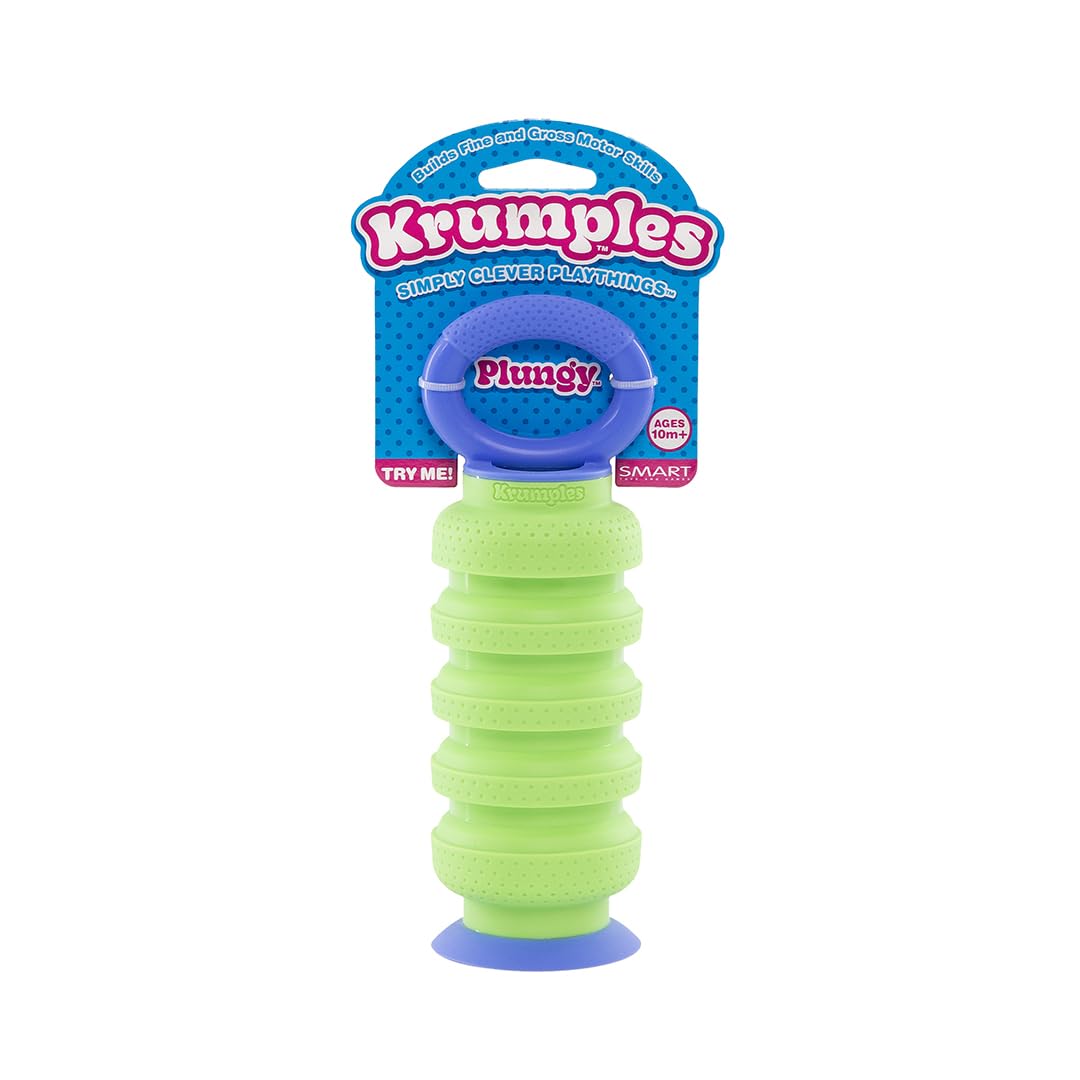 KRUMPLES Plungy Green Sensory Suction Toy for Ages 10M+ | BPA-Free Silicone Fidget | Promotes Fine Motor Skills | Dishwasher Safe | Ideal Baby and