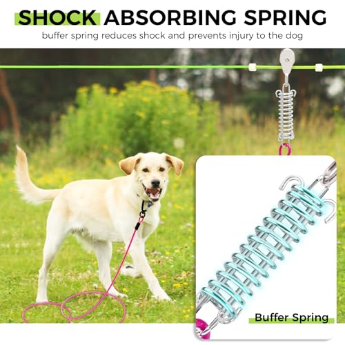 Snagle Paw Heavy Duty Dog Runner for Yard,75ft Dog Run Cable with 10ft & 10ft Pulley for Large Dogs Up to 250lbs, Aerial Dog Zip Line for Backyard, Dog Trolley System for Camping, Park, Outside - Image 3