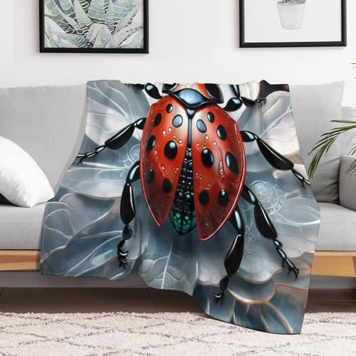 Couverture douce de haute qualité motif coccinelle lit 100x130