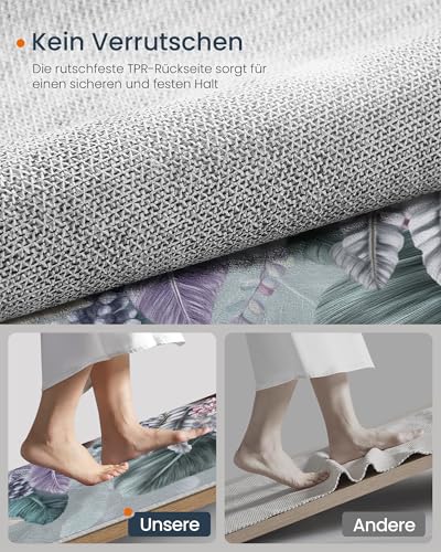 Tapis feuilles tropicales violet résistant et facile à laver