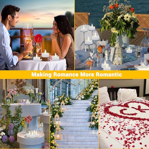 Image of LED Tea Lights - 36 Pack Flameless Battery Operated Candles, 200+ Hours Flickering Warm White, Realistic Fake Tealights for Weddings, Home Decor, Parties, and Sweetest Day