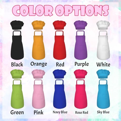 kioskbanks Custom Kids Apron and Chef Hat Personalised Apron for Kids Printed Name Customised Child Cooking Aprons and Hats Set - Image 2
