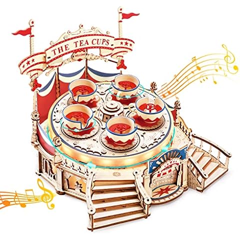 ROBOTIME Puzzle 3D Madera para Adultos, Bandeja de Té Música Cover