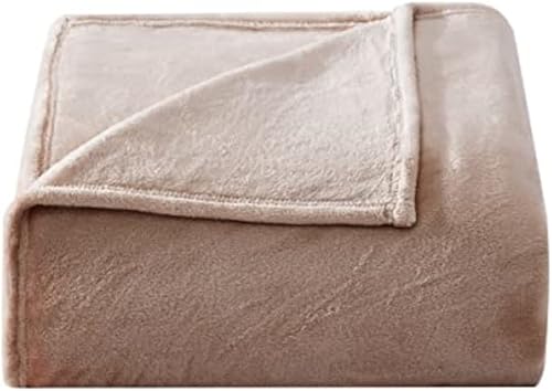Miniatura 10 de Poppy & Fritz Ropa de cama reversible de vellón de felpa ultrasuave, ligera decoración del hogar para todas las estaciones, tamaño King, beige sólido
