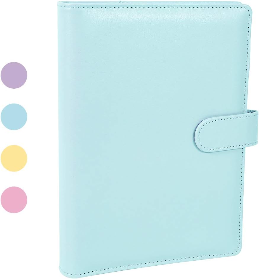 A5 PU Leather Ring Binder, Refillable 6 Round Ring Binder Cover, Business Notebook Binder Notepad and Meeting Notebook, Travel Writing Notebook Diary Binder Cover(Blue)