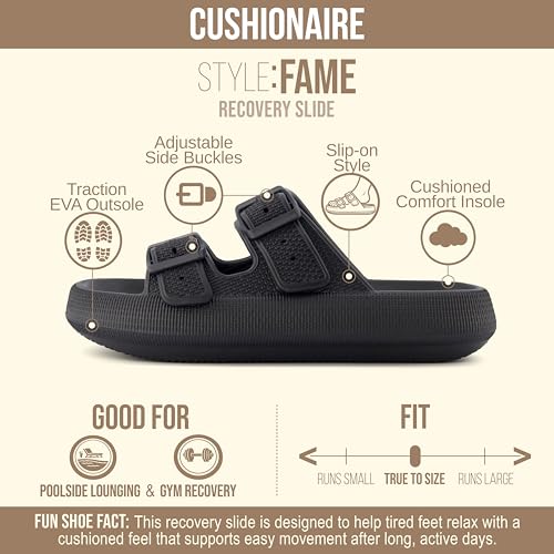 Image of CUSHIONAIRE Fame Pillow Recovery Sandals for Women, Adjustable Double Buckle Waterproof EVA Cloud Slides for Women
