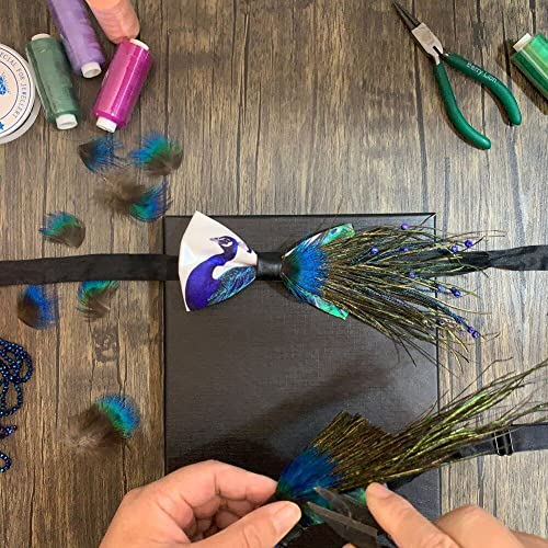 Corbata de pluma de pavo real ajustable elegante para hombres y bodas 8
