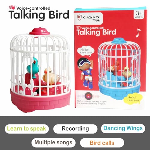 Image of Talking Bird Toy for Kids | Repeats What You Say | Singing, Speaking, and Dancing Bird Toy| Funny Education Toys for Children Playing at Home - Pink