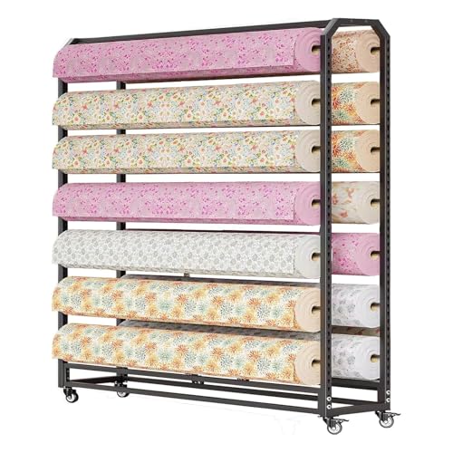 Wytrzymały stojak do przechowywania rolek z tkaniny, regulowany wózek ekspozycyjny na tekstylia, organizer z folii winylowej do użytku komercyjnego, idealny na rolki 20-40 cm, wydajne rozwiązanie do