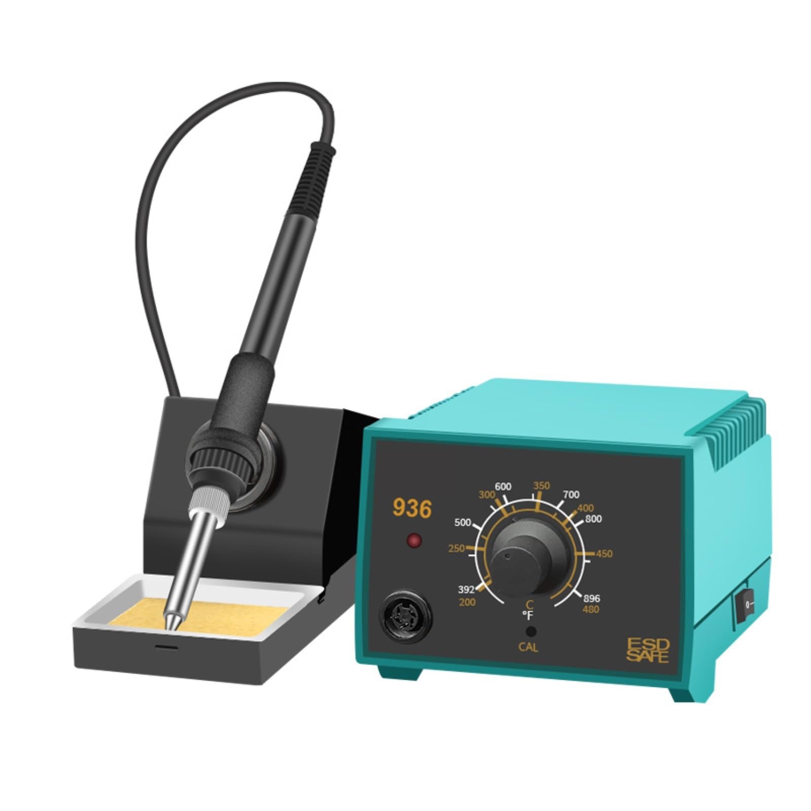 Stacja lutownicza, Stacja lutownicza termostatyczna 936A 60 W, żelazko ceramiczne 200–500 ℃