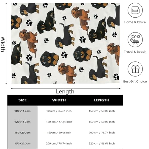 Chickwino Kuscheldecke Flauschig Decke 150x200 cm XL Flanell Fleecedecke Dackel, Wohndecke Blanket Weich und Warme als Sofadecke Couchdecke Tagesdecke