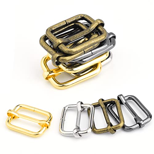 CooBigo 25 Pack Tri Glide Slide Buckle 3/4 Inch Strap Adjuster Metal Adjustable Sliders for Bag Making, Backpack, Handbag, Purse, Webbing, Strap, Dog Collar Hardware - Mixed Color(Inner Dia.19mm)