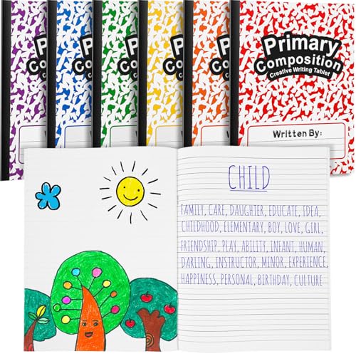 Henoyso Caderno de composição primária, 12 peças, K-2, diário primário, 24 x 19 cm, livros em branco