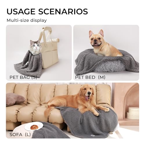 Image of 1 Pack 3 Calming Blankets Fluffy Premium Fleece Pet Blanket Soft Sherpa Throw for Dog Puppy Cat Grey Medium (30 inchx20'')