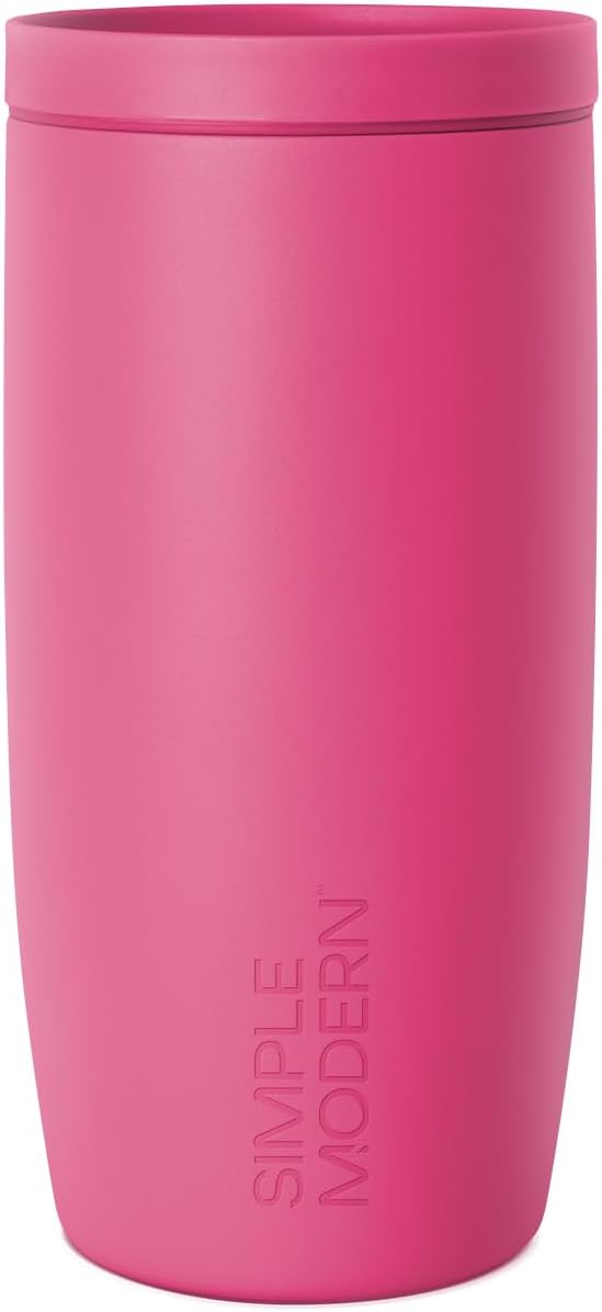 Simple Modern Travel Coffee Mug Tumbler with 360 Lid | Ceramic-Lined Insulated Stainless Steel Cold Brew Iced Coffee Cup Thermos | Gifts for Women Men Her Him | Voyager Signature | 16oz | Berry