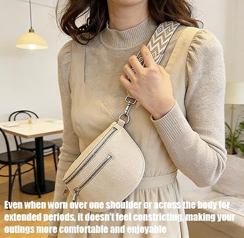 HEOUCH Petit Sac Banane Femme Blanc/Rose Pâle, Sac Femme Bandoulière en Cuir, Sac à Main Simple et Tendance, Sac à Bandoulière, Léger et Imperméable (Blanc) – vue 7