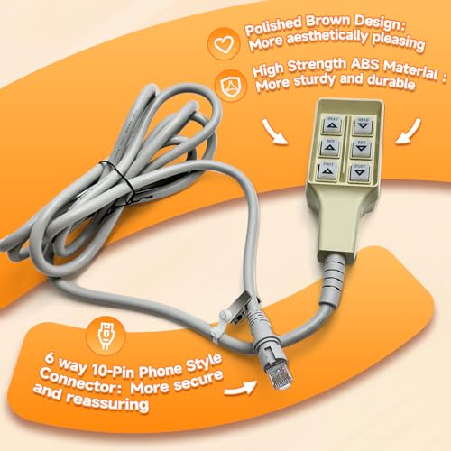 1115290 Hospital Bed Remote Compatible with invacare Full Electric Bed 5410IVC 5490IVC, 6-Button Bed Hand Control Pendant with 6 Way 10-Pin Phone Style Connector, Hospital Bed Remote