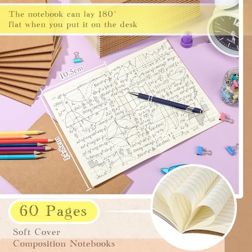 Handepo 100 Pack A6 Composition Notebooks 4"x5" Lined Composition Notebooks Bulk 60 Pages/30 Sheets Soft Cover Writing Journals for Students Classroom Taking Note - Image 3