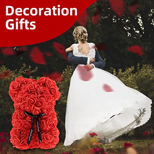 Code Florist Rose Bear Valentines Day Gifts For Her,Artificial Flower Teddy Bear, Cute Romantic Birthday Gifts (Red,10 Inch) #TOP4