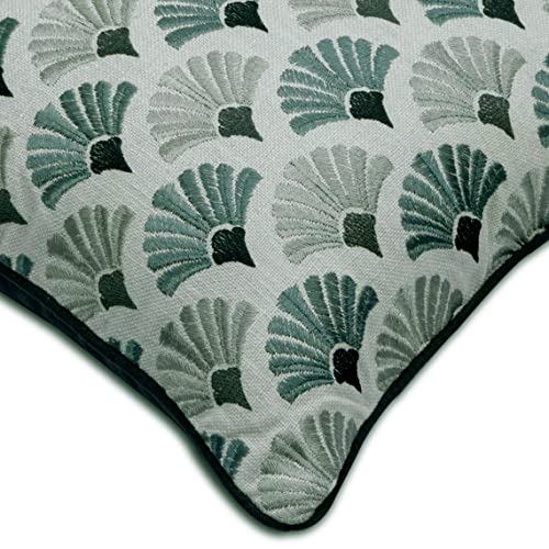 The Homecentric Euro Sham, Blue 26"X26" (65X65 Cm) Cushion Cover, Cotton Embroidery Throw Pillow Cover For Sofa, Floral Pattern Art Deco Style Easter - Flourish #TOP2