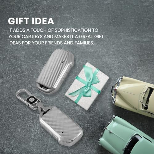 Image of Keyzone Silverstar TPU Key Cover with Keychain for Kia Carens Clavis, Seltos, Sonet 2023 Onwards, 4 Button Smart Key (Silver)
