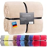 Feluna® Kuscheldecke XXL Mikrofaser-Decke Tagesdecke Wohndecke mit Kaschmir-Touch 220 x 200 cm - Creme Vanille Beige