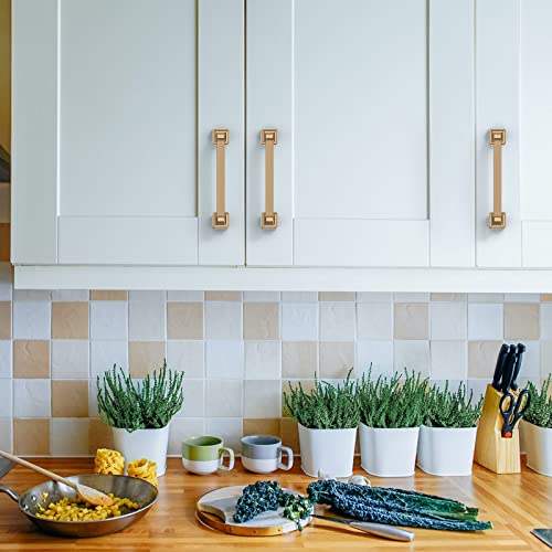 Asidrama 10 Pack 3.75 Inch(96Mm) Champagne Bronze Kitchen Cabinet Handles, Brushed Brass Cabinet Pulls Kitchen Cabinet Hardware For Cupboard Gold Drawer Pulls Dresser Handles #TOP3