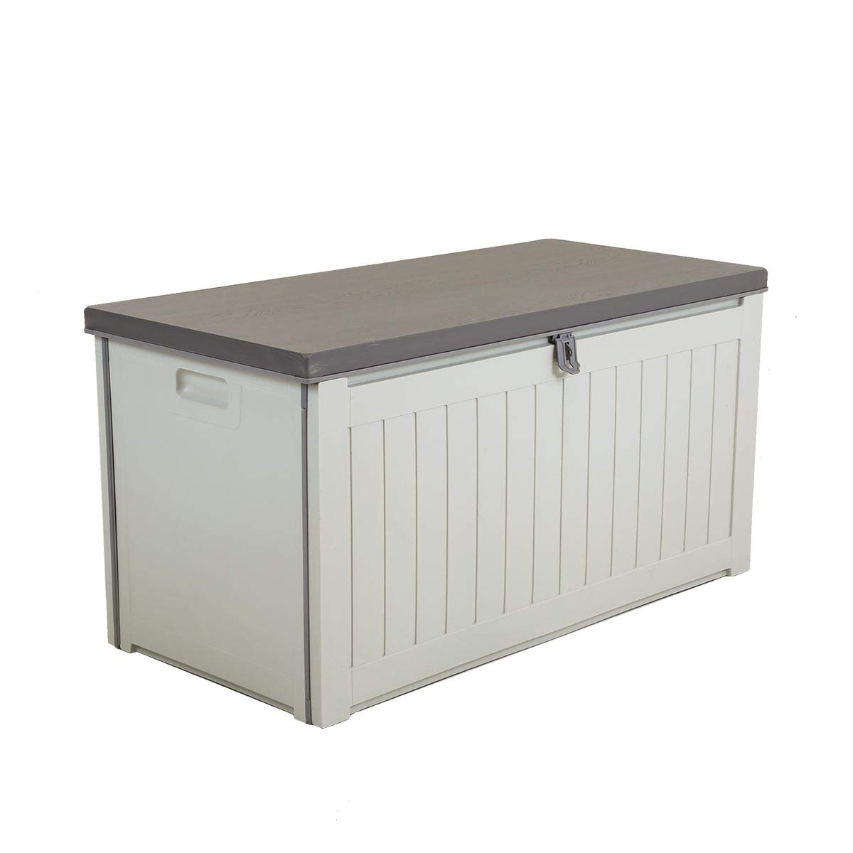 Charles Bentley190L, Outdoor, Garden, Plastic, Storage Box, Grey Body, 2 Plastic Straps, Padlock Hasp, Plastic Close, Sturdy PP Vacuum, Indoor, Outdoor, Steel, Storage Chest (96cmx49.3cmx45.8cm)