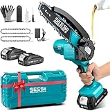 SEESII Mini Chainsaw 6 inch,Cordless Chainsaw w/ 2x2000mAh...