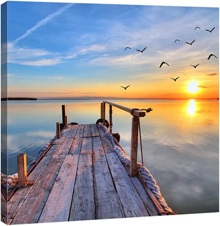 Wieco Art Bridge Canvas Prints Artwork for Wall Decor Stretched work Modern Home and office Decoration Landscape Picture Print on 20 by inch