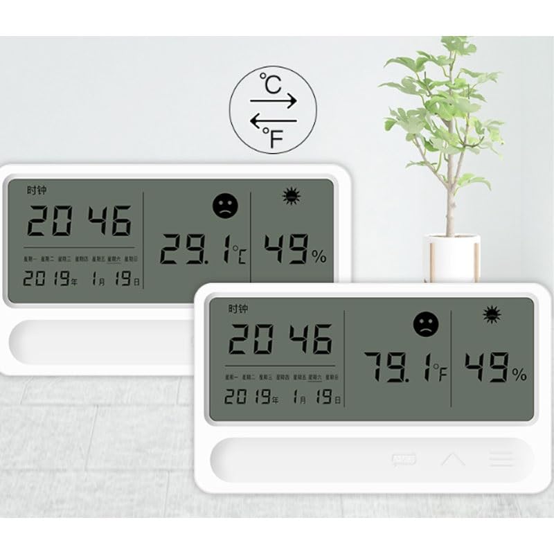 Wall Mounted Indoor Temperature Humidity Meter for Household Use with Digital Display of Time Air Detection