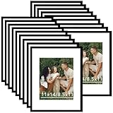 JCJMY 18 Packs 11x14 Picture Frames, Display 8.5x11 with Mat or 11x14 Without Mat, Black Gallery Wall Frame Set, 11 by 14 Frames Bulk Set of 18 Collage Wall Decor Photo Frames Set for Wall, Black
