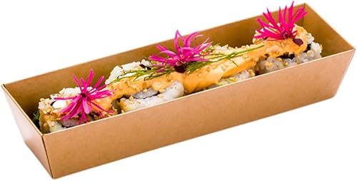 Miniatura 1 de Contenedor pequeño de papel para sushi  Caja de sushi Maki  Kraft Brown  6 12 x 1 34 x 1 12 pulgadas  Caja de 100 ct  Matsuri Vision  Vajilla de