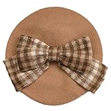 WANZPITS Lolita Hat for Women Girl Cute Kawaii Beret Hats Cap with Bowknot Hair Accessories,Khaki