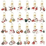 RLHRNDE 24 Pcs Christmas Keychain Set for Women Men Charm Keychain Bags Lanyards Xmas Jewelry Gifts (24 PCS)