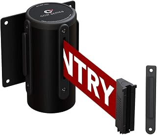 Crowd Control Warehouse - CCW Series WMB-125 Fixed Wall Mount Retractable Belt Barrier 11 Foot, Red"NO Entry" Belt with Black Steel Case
