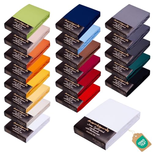 Avantgarde Premium Spannbettlaken - 180x200-200x220-40cm Steg - auch für Boxspringbett & Wasserbett - Spannbettlaken sehr Gute ca.170g/m² - Bettlaken 100% Jersey Baumwolle, ÖKO-TEX (01 Weiß)