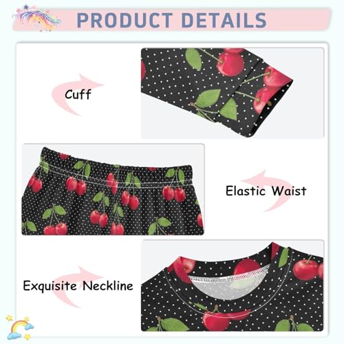 ODAWA Red Cherries Black 2 Piece Set Matching Fall Pajamas Pyjamas Sets 18M4