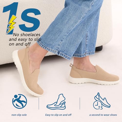 Image of Buyrew Loafers for Women - Comfortable Mesh Knit Slip On Walking Shoes with Arch Support - Dressy Business Casual Work Flats for Standing All Day - Lightweight Breathable Penny Loafers