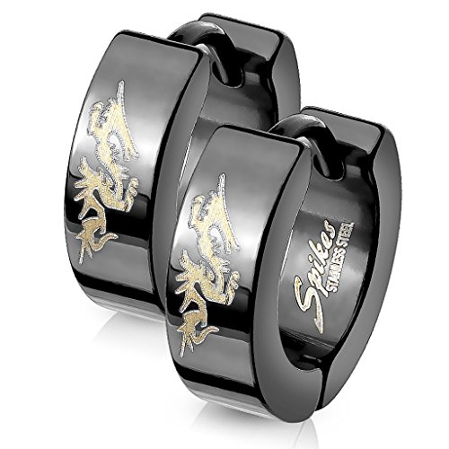 Cerchi orecchini drago nero da uomo unisex da